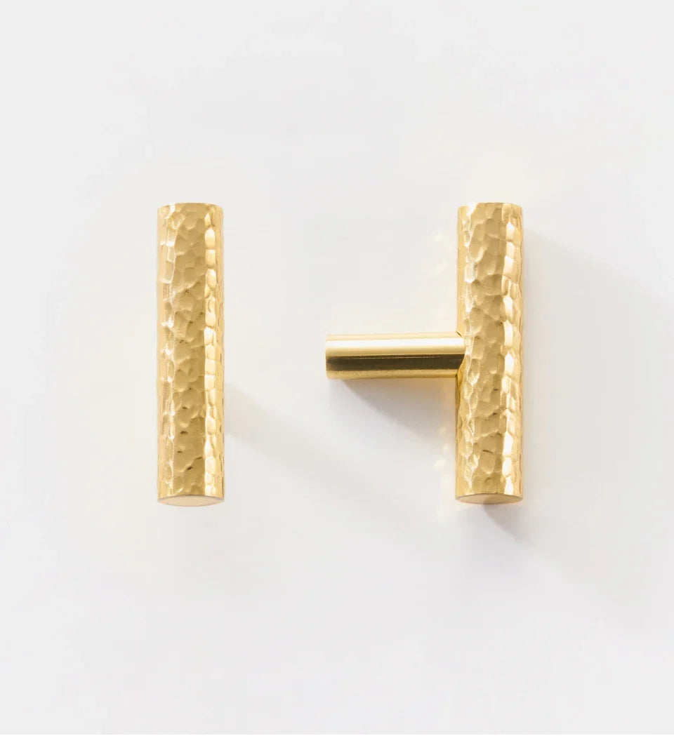 Solid Brass Hammered Handle – Handmade Cabinet & Drawer Pull