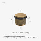 Brass Knurled Door Stopper – Adjustable Height Floor Mount