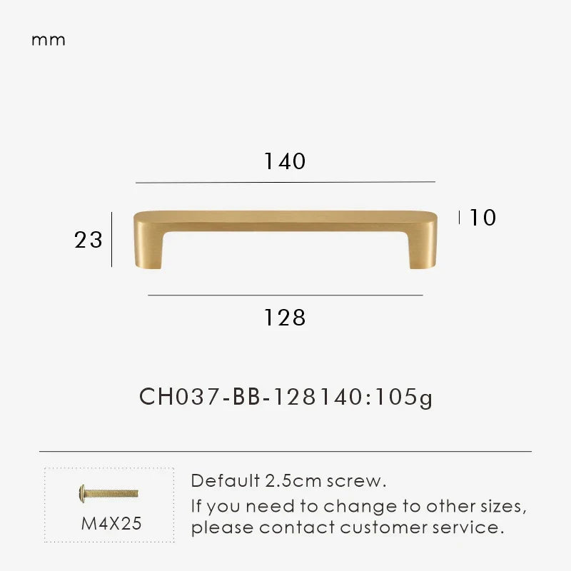 Solid Brass Handle – Simple Gold Cabinet & Drawer Pull