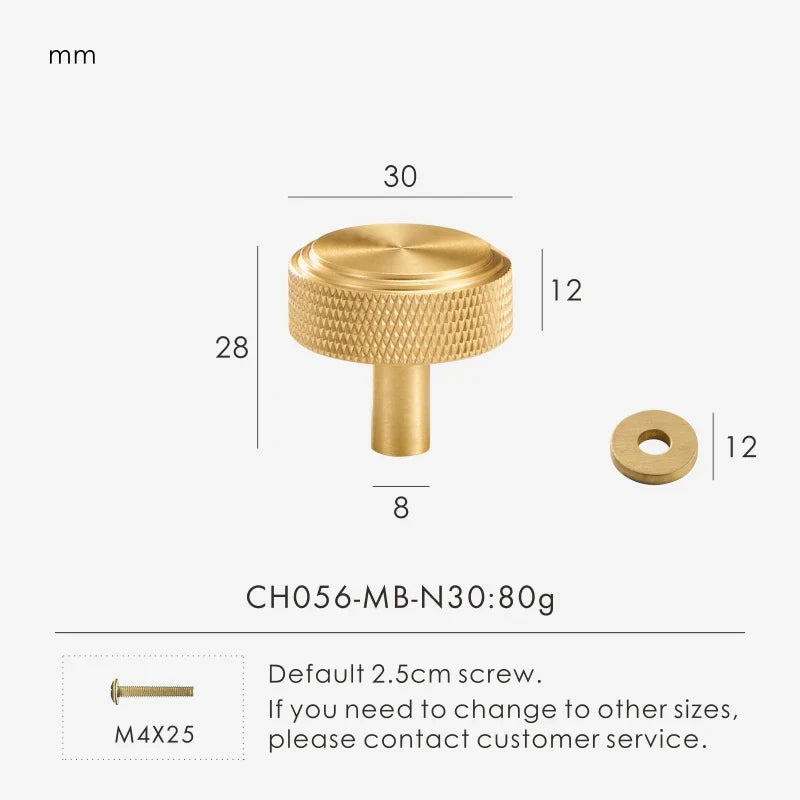 Solid Brass Knurled Handle – Diamond-Cut T-Bar & Long Pull