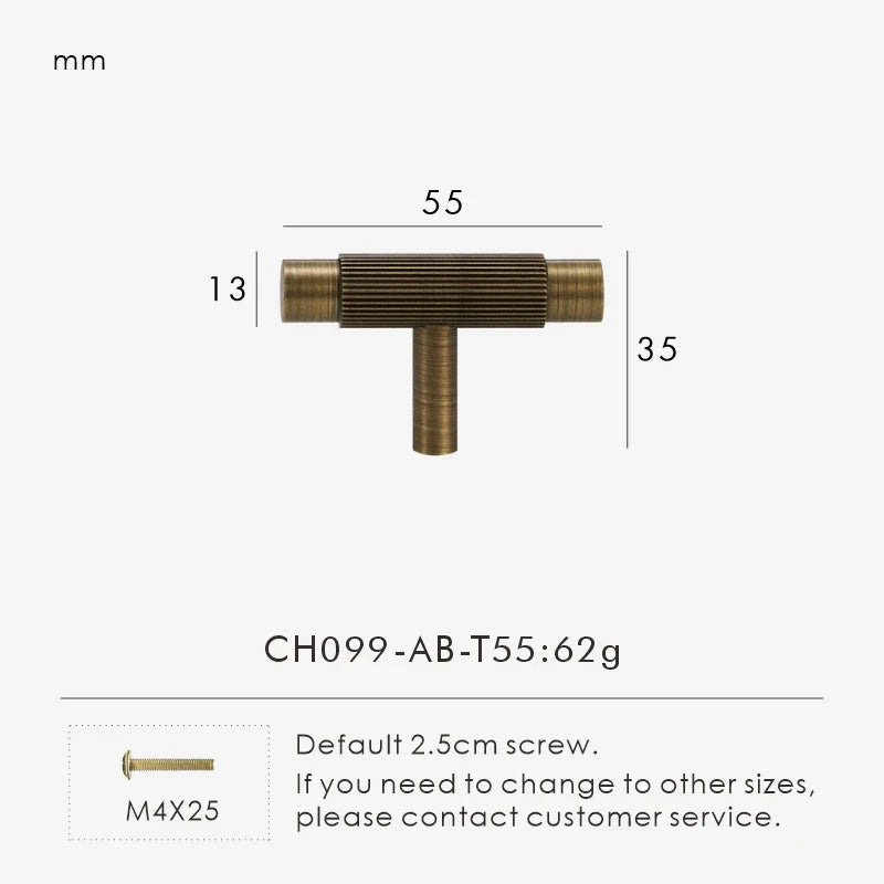 Solid Brass Linear Handle – Modern T-Bar Cabinet & Drawer Pull