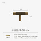 Solid Brass Linear Handle – Modern T-Bar Cabinet & Drawer Pull