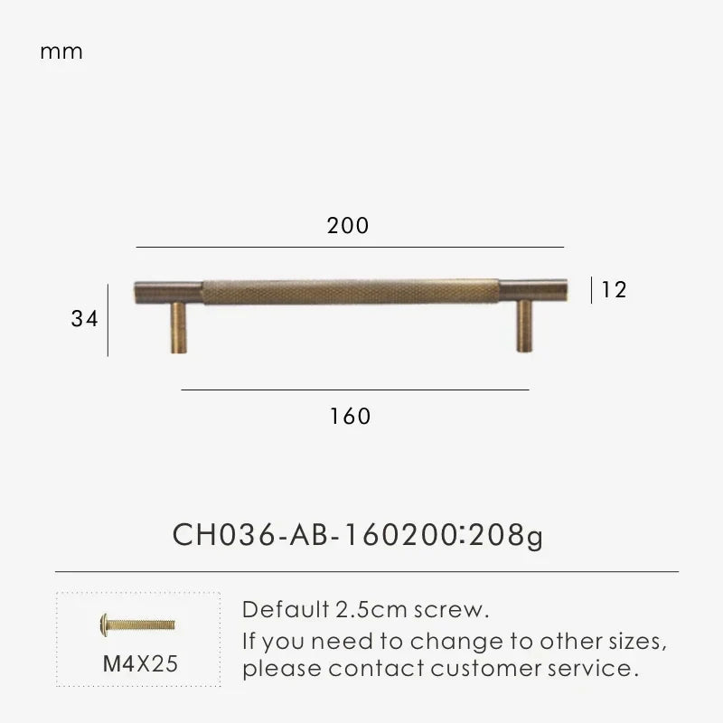 Solid Brass Cross Knurled Handle – Diamond-Cut T-Bar & Cabinet Knob