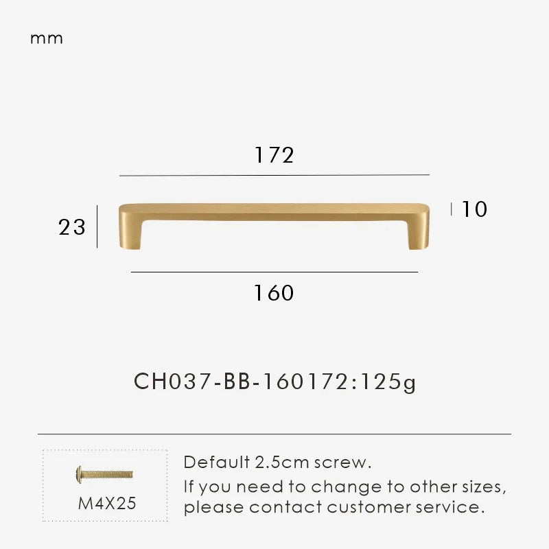 Solid Brass Handle – Simple Gold Cabinet & Drawer Pull