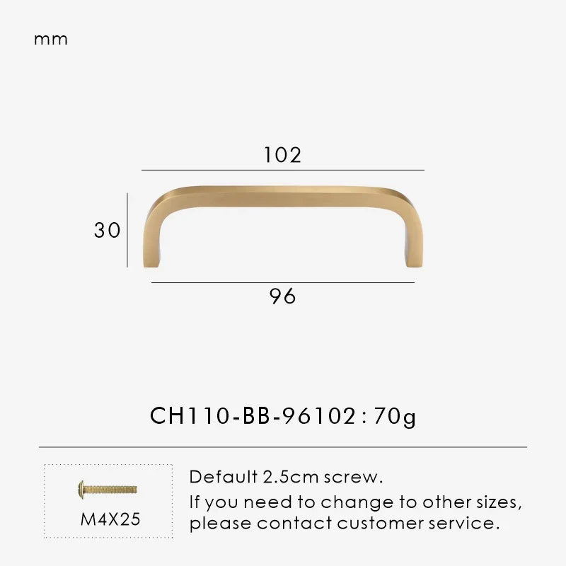 Solid Brass Bent Handle – Simple Modern Cabinet & Drawer Pull