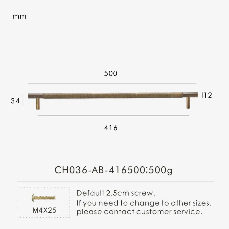 Solid Brass Cross Knurled Handle – Diamond-Cut T-Bar & Cabinet Knob