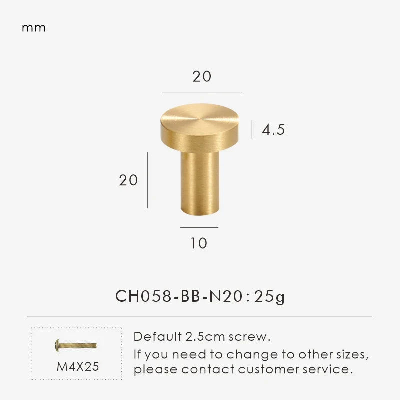 Solid Brass Handle – Simple Gold Cabinet & Drawer Pull