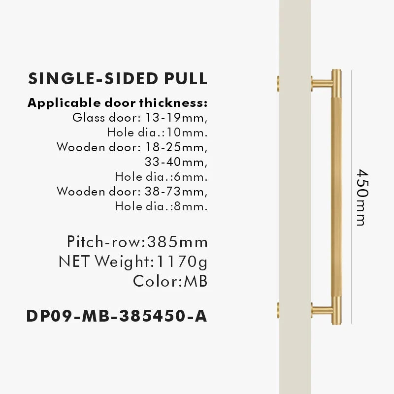 Brass Linear Door Pull Bar – Double or Single-Sided Handle