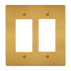 2-gang solid brass Decora wall plate in Satin Brass finish
