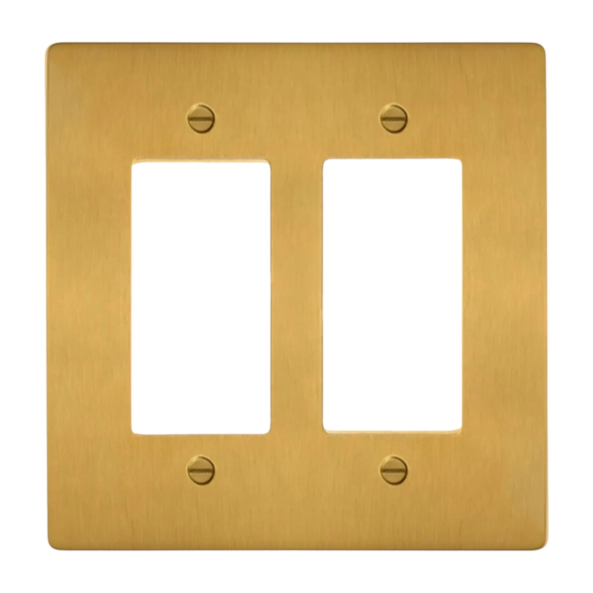 2-gang solid brass Decora wall plate in Satin Brass finish