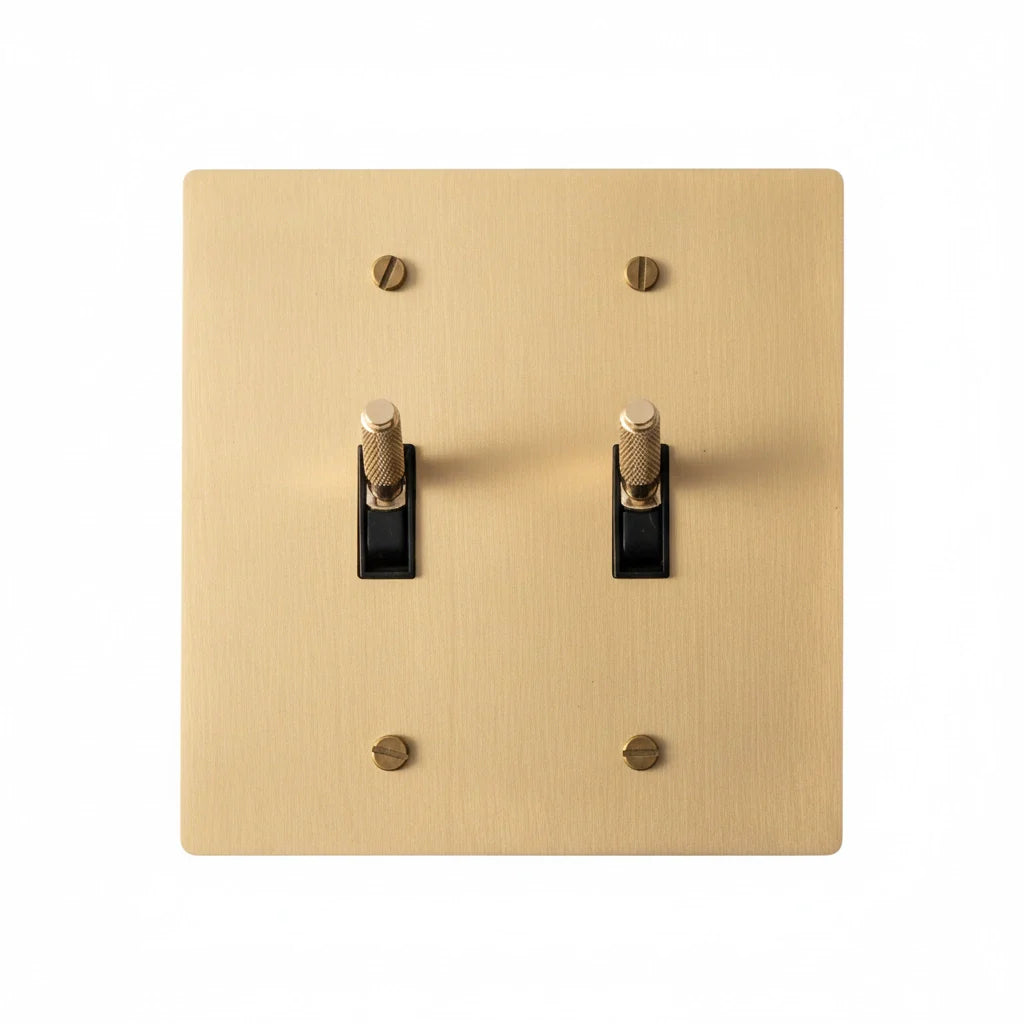 2-Gang Solid Brass Knurled Toggle Light Switch