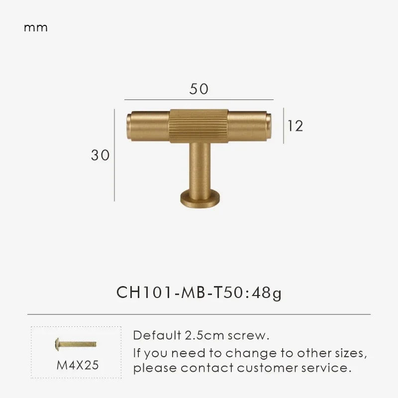 Solid Brass Linear Handle & Knob Set – Modern Textured Cabinet Pulls
