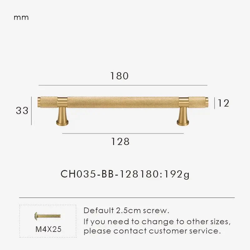 Brass Cross Knurled Handle – Diamond-Cut T-Bar Cabinet & Drawer Pull