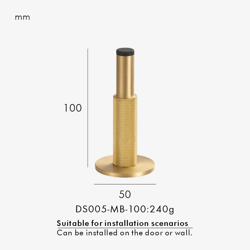 Brass Knurled Door Stopper – Heavy-Duty Floor & Wall Mount