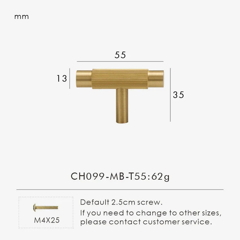 Solid Brass Linear Handle – Modern T-Bar Cabinet & Drawer Pull