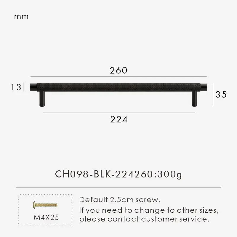 Solid Brass Knurled Handle – Modern T-Bar Cabinet & Drawer Pull