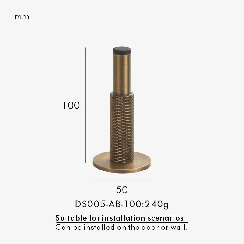 Brass Knurled Door Stopper – Heavy-Duty Floor & Wall Mount