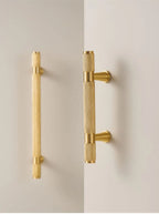 Brass Cross Knurled Handle – Diamond-Cut T-Bar Cabinet & Drawer Pull