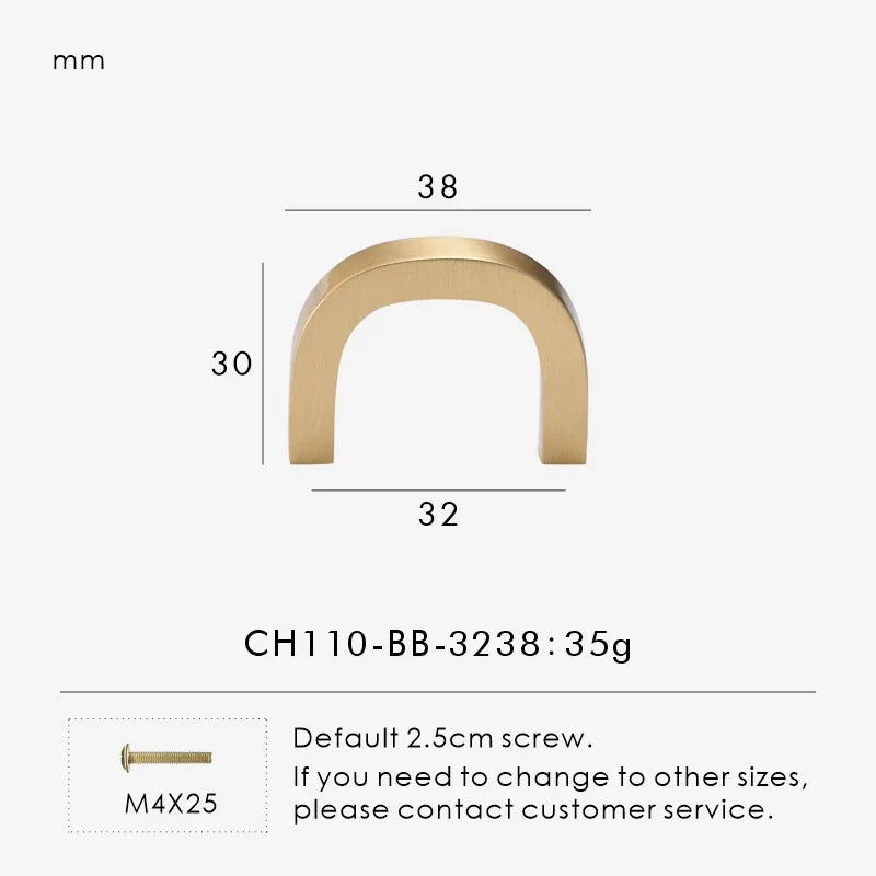 Solid Brass Bent Handle – Simple Modern Cabinet & Drawer Pull