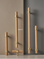 Brass & Wood Handle – Scandinavian T-Bar Pull in Walnut or Beech