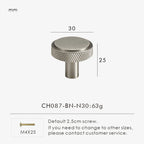 Solid Brass Knurled Knob – Brushed Nickel Luxury Cabinet Handle