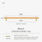 Brass & Wood Handle – Scandinavian T-Bar Pull in Walnut or Beech