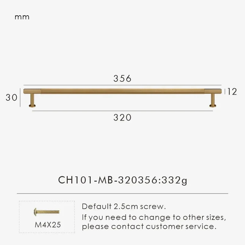 Solid Brass Linear Handle & Knob Set – Modern Textured Cabinet Pulls