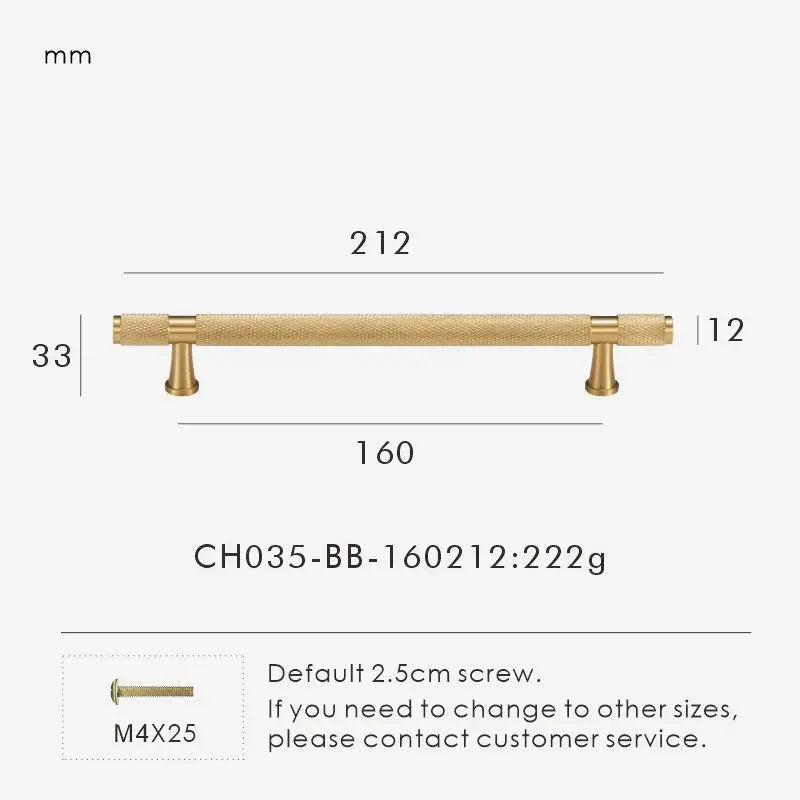 Brass Cross Knurled Handle – Diamond-Cut T-Bar Cabinet & Drawer Pull