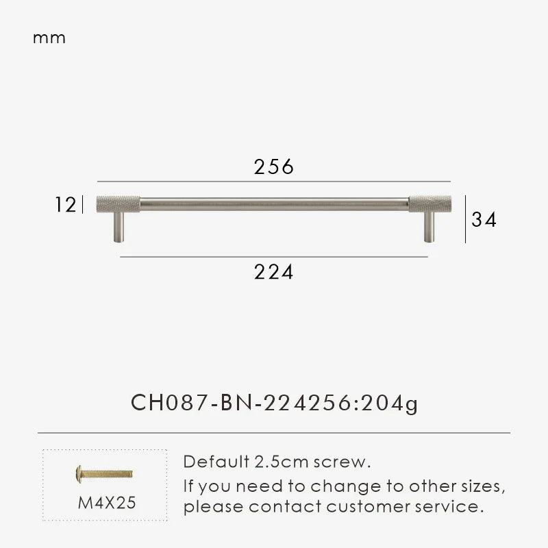 Solid Brass Knurled Knob – Brushed Nickel Luxury Cabinet Handle