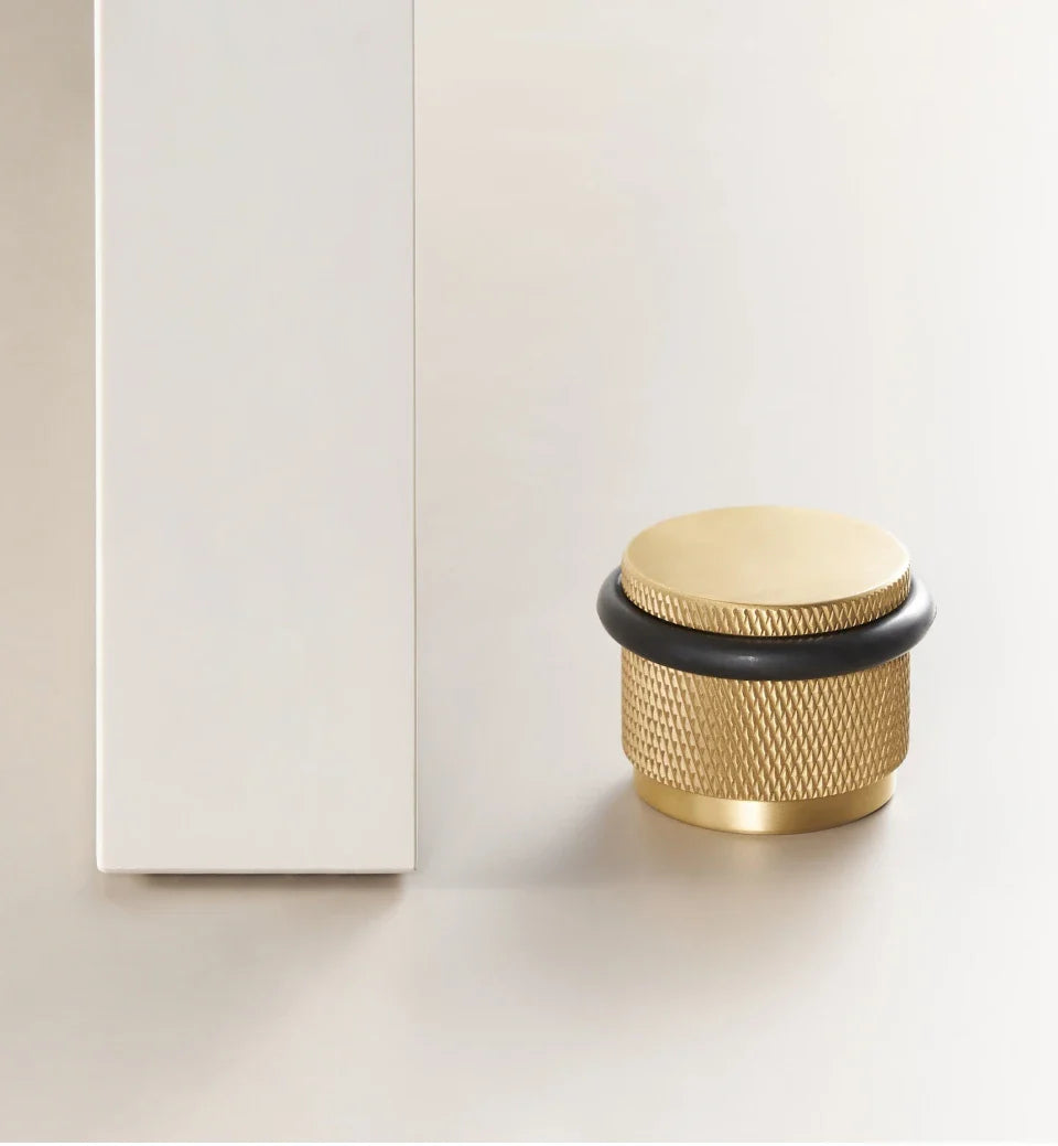 Brass Knurled Door Stopper – Adjustable Height Floor Mount