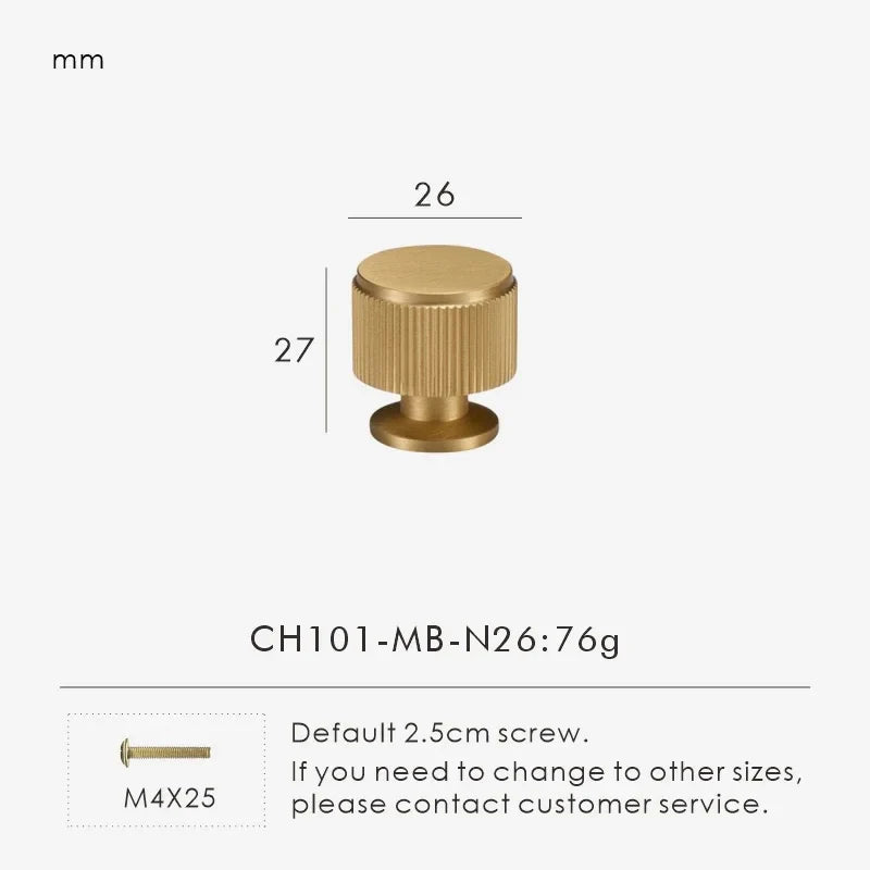 Solid Brass Linear Handle & Knob Set – Modern Textured Cabinet Pulls