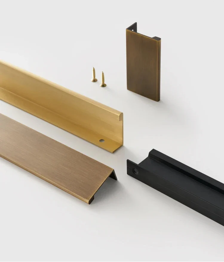 Solid Brass Edge Pull Handle – Brushed Brass Cabinet & Drawer Pull