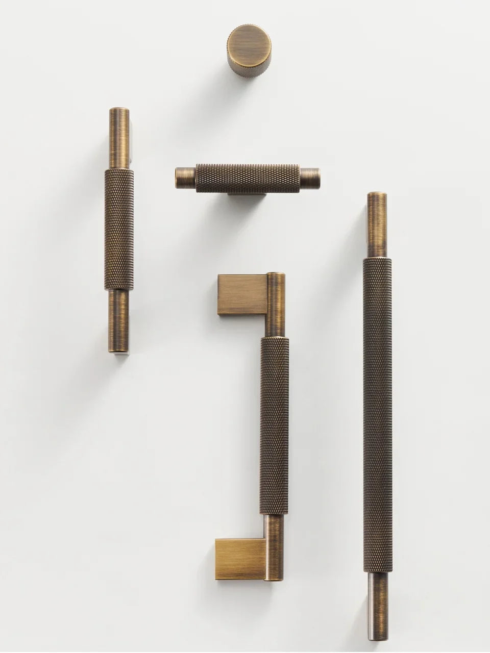 Solid Brass Cross Knurled Handle – Modern Industrial Cabinet & Drawer Pull