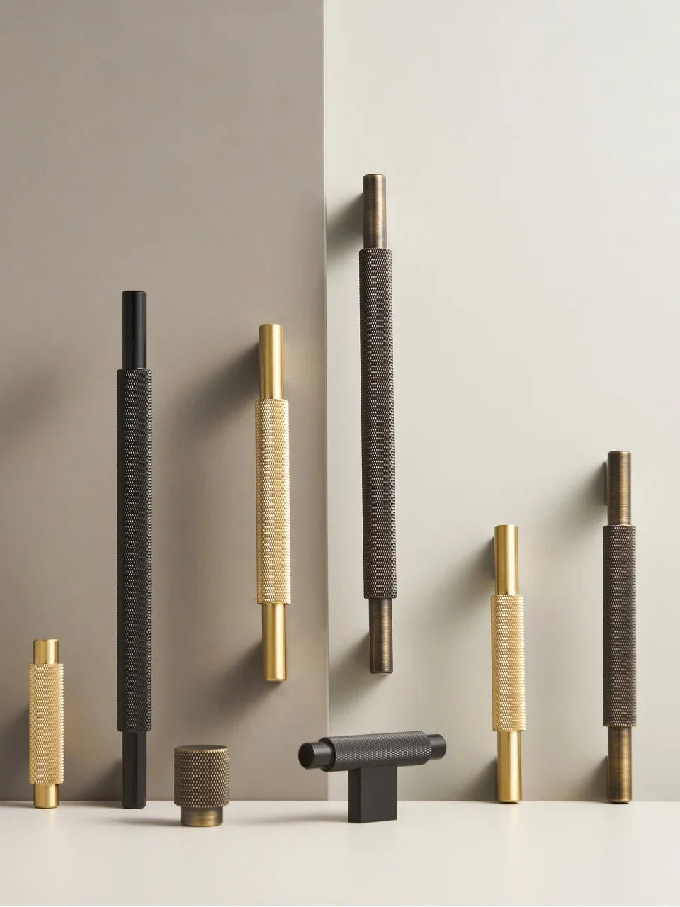 Solid Brass Cross Knurled Handle – Modern Industrial Cabinet & Drawer Pull