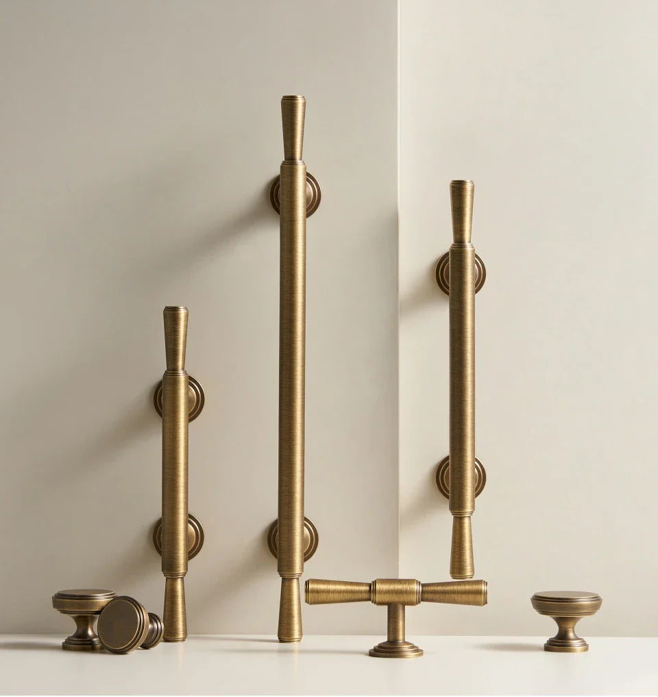 Solid Brass Handle – Vintage Brushed Bronze T-Bar Cabinet & Drawer Pull