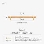 Brass & Wood Handle – Scandinavian T-Bar Pull in Walnut or Beech