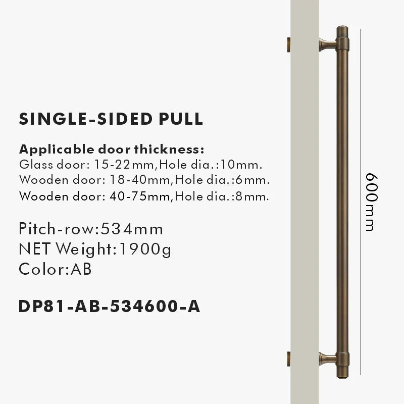 Solid Brass Door Pull Handle – Classical Style for Cabinets & Doors