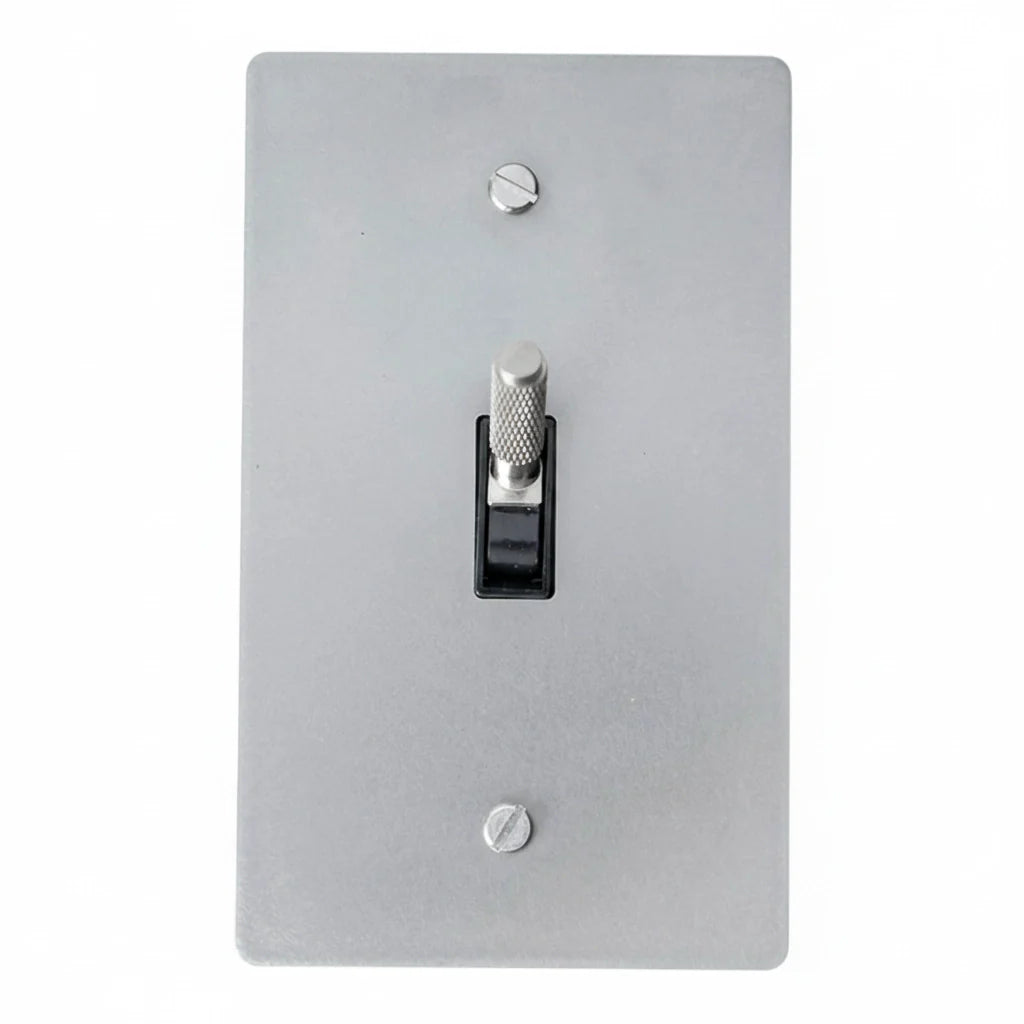 Solid Brass Knurled Toggle Light Switch on a white background