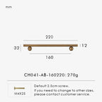 Measurement chart for a solid antique brass round handle 200 mm with dimensions and weight information.