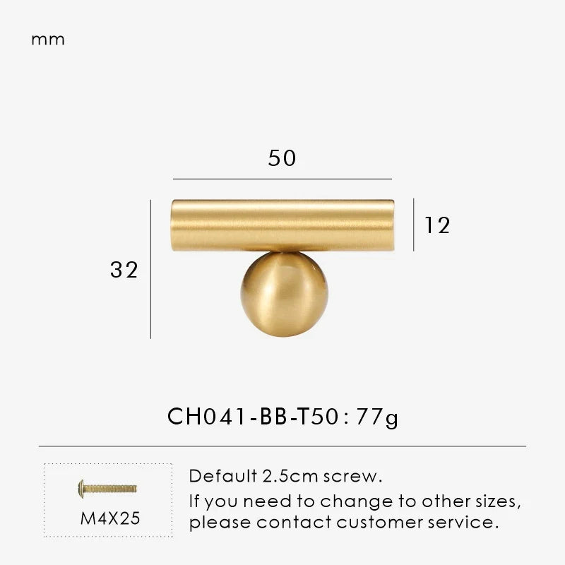 Measurement chart for a solid gold brass round t-bar 50 mm with dimensions and weight information.
