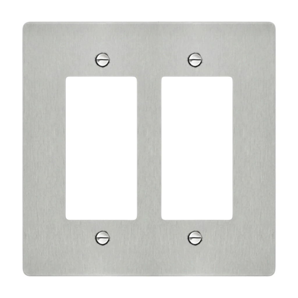 2-gang Decora wall plate in brushed Stainless Steel finish