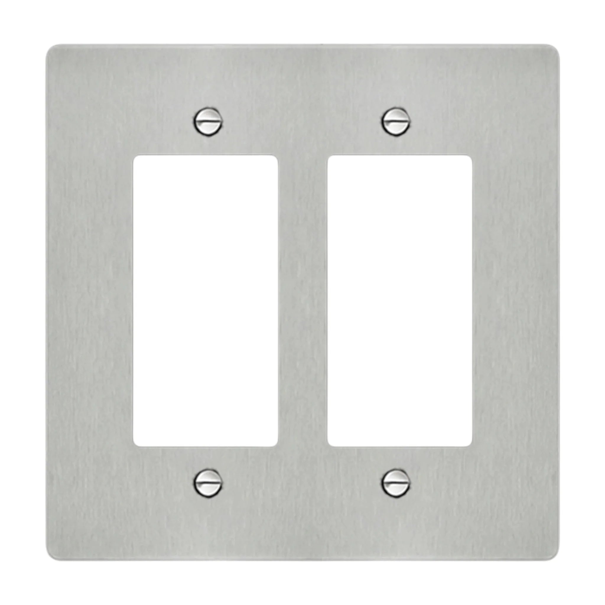 2-gang Decora wall plate in brushed Stainless Steel finish