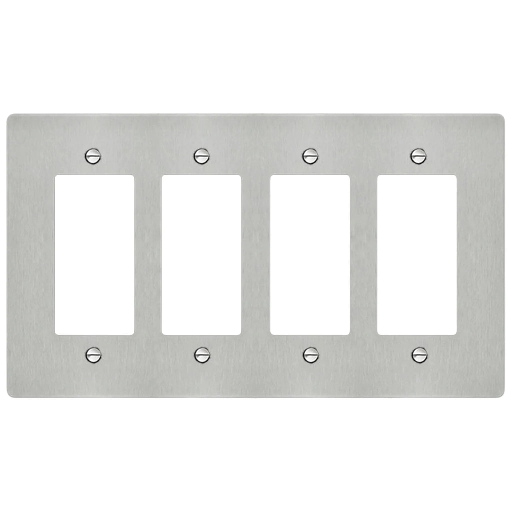 4-Gang Solid Brass Decorator Wall Plate / Outlet Cover (Decora/Rocker/GFCI)