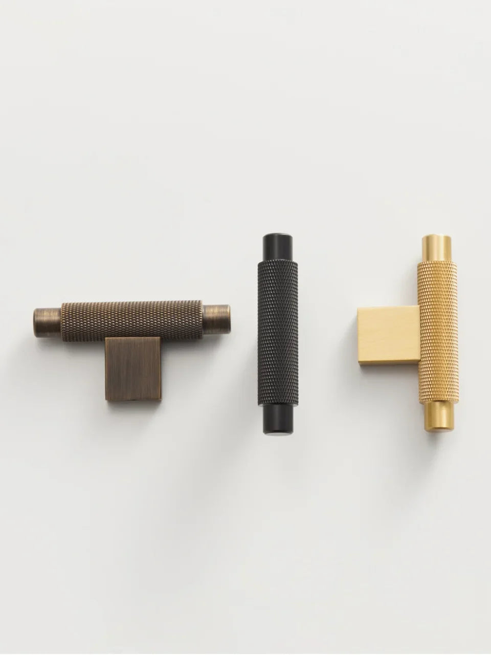 Solid Brass Cross Knurled Handle – Modern Industrial Cabinet & Drawer Pull