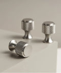 Brushed Nickel Knurled Cabinet Knob – Solid Brass Diamond-Cut Drawer & Door Handle