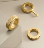 Solid Brass Knurled Ring Cabinet Knob
