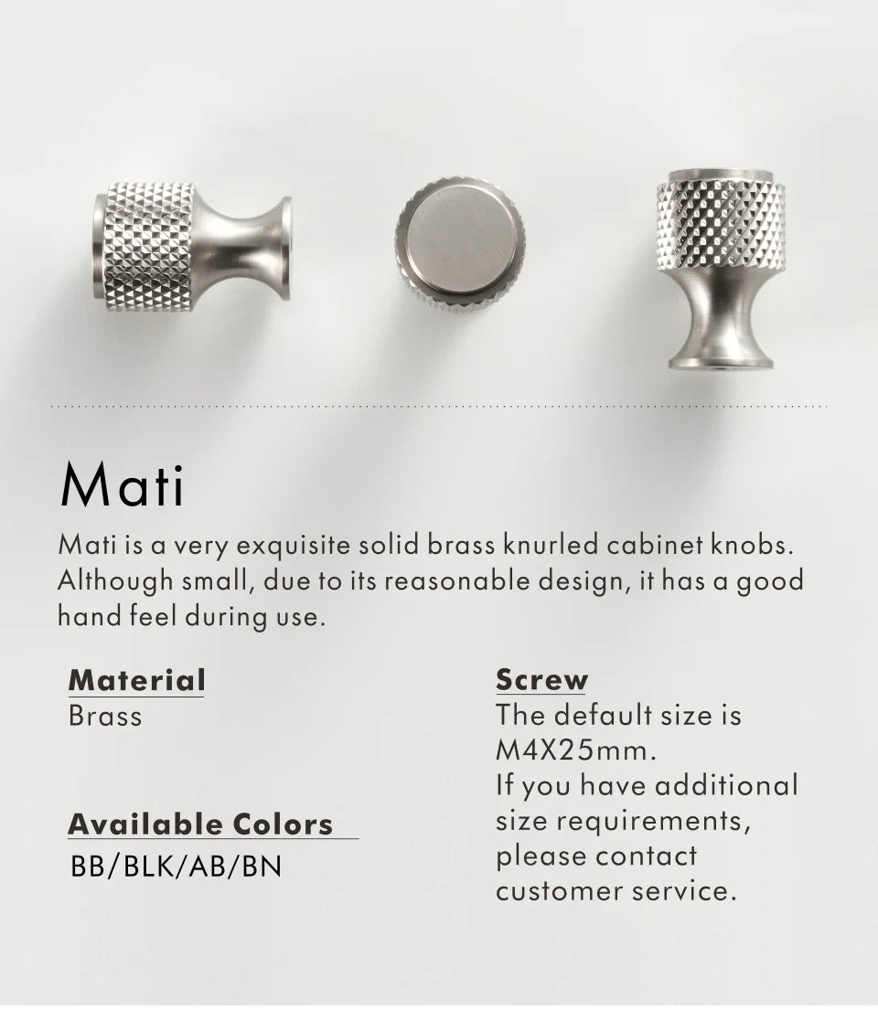 Brushed Nickel Knurled Cabinet Knob – Solid Brass Diamond-Cut Drawer & Door Handle