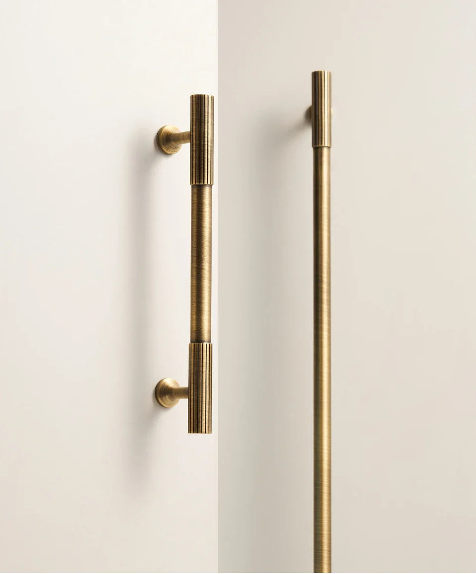 Solid Brass Art Deco Handle – Vertical Line Cabinet Knobs & T-Bar Pulls