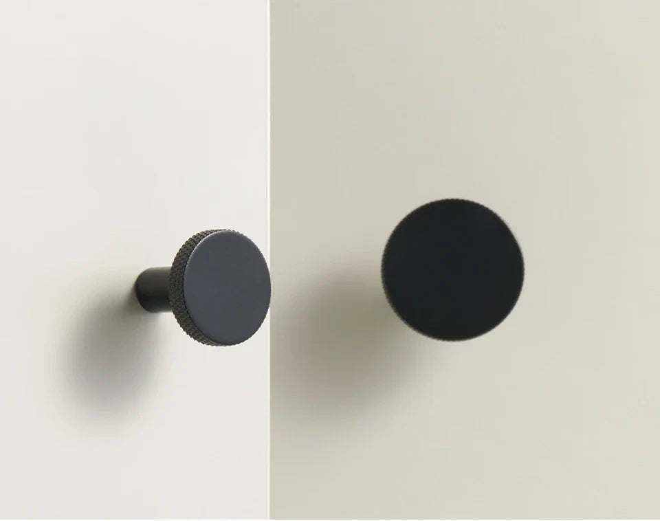 Solid Brass Knurled Cabinet Knob – Matte Antique Finish