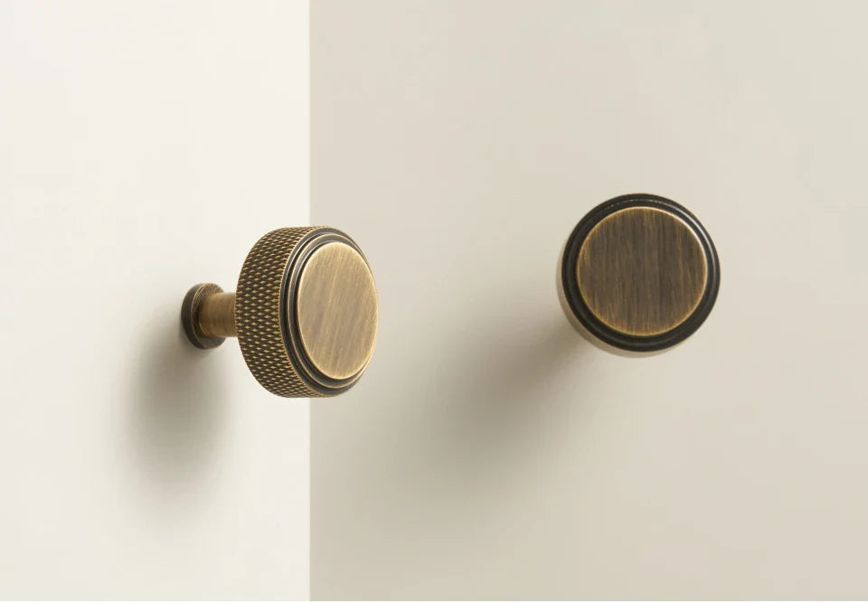Solid Brass Knurled Cabinet Knob – Diamond Cut Pattern